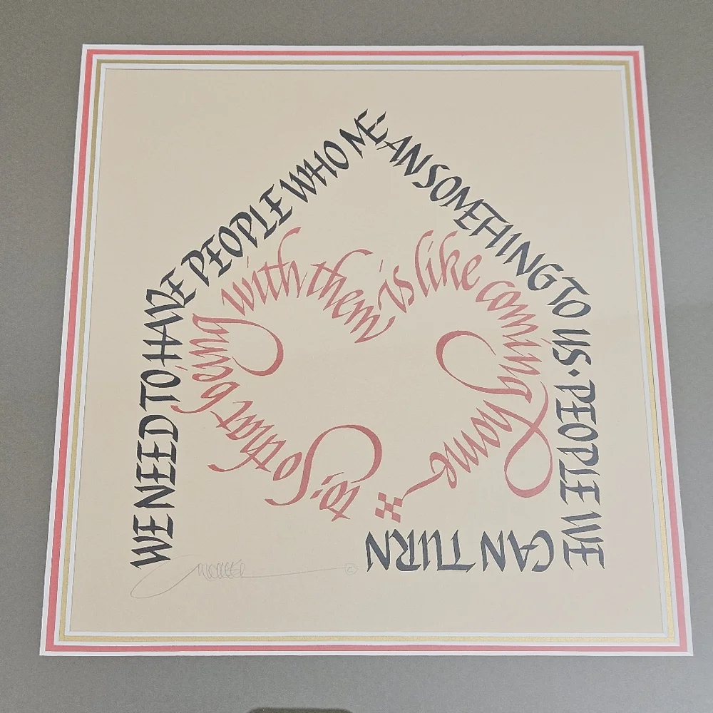 Vintage Gold FRAMED MICHAEL PODESTA Signed Calligraphy Art Quote Hand Lettered - Picture 11 of 11